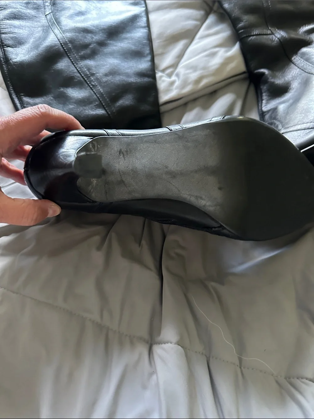 RSVP Black Leather Over-the-Knee Stiletto Boots